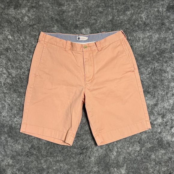 J. Crew Shorts Mens 32 Chino Pink Flat Front Cotton Casual Preppy Classiccore - Picture 1 of 14